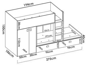 Schlafzimmer Breithorn Weiß - Holzwerkstoff - 275 x 150 x 108 cm