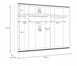 Armoire 270 cm 2 portes décor blanc bois Blanc - Bois manufacturé - 270 x 210 x 61 cm