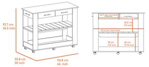 Îlot de cuisine Brooklyn Bois manufacturé - 117 x 93 x 51 cm