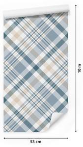 Tapete Schottisch Muster Geometrie Beige - Blau - Grau - Weiß - Papier - Textil - 53 x 1000 x 1000 cm