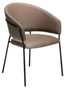 Chaise en simili cuir  et acier noir Noir - Gris - Cuir synthétique - Textile - 57 x 81 x 61 cm