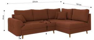 Ecksofa Neo Cord-Stoff Rubinrot