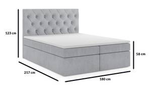 Boxspringbett BLANO 180 cm MH84 Hellgrau Grau - Holzwerkstoff - 180 x 123 x 217 cm