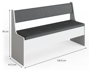 Esszimmer-Eckbank Roman 34179 Anthrazit - Weiß - 136 x 80 x 41 cm