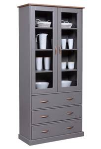 Vitrine Luzerna Gris - Bois massif - 90 x 190 x 39 cm