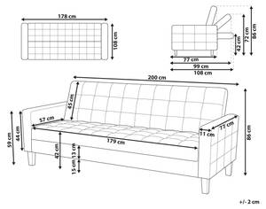 3-Sitzer Sofa VEHKOO Dunkelgrau - Grau - Eiche Dunkel