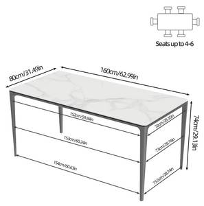 Table à Manger ARBOR Blanc - Céramique - Pierre - 80 x 74 x 160 cm