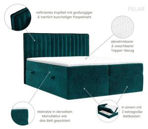 Boxspringbett Pillar Grün - Breite: 200 cm