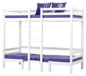 Lit enfant haut BasicJumbo Violet foncé - Blanc crème brillant - Blanc