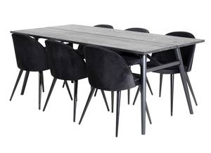 Essgruppe Sleek (7-teilig) Schwarz - Massivholz - 95 x 75 x 195 cm