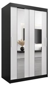 Armoire à portes coulissantes Pole Noir - Blanc - Largeur : 120 cm - 2 porte