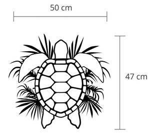 Wanddekoration METALL Nr.26 Schildkröte Schwarz - Metall - 50 x 47 x 3 cm