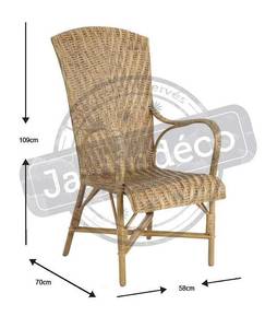 Fauteuil en manau et lame de rotin antiq Beige - Rotin - 58 x 109 x 70 cm