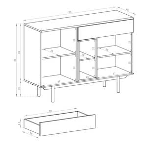 Commode INOX IK125 Gris - Bois manufacturé - Matière plastique - 125 x 89 x 40 cm