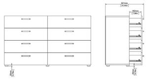 Commode Dallas Marron - En partie en bois massif - 140 x 82 x 41 cm