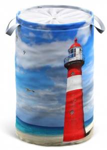 Wäschekorb Leuchtturm Blau - Kunststoff - 37 x 55 x 55 cm