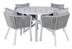 Gartenmöbel-Set Alma (5-teilig) Weiß - Metall - 120 x 75 x 120 cm