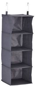 Hängeregal Kleiderschrank 4 Fächer Grau - Holzwerkstoff - Papier - Textil - 30 x 97 x 30 cm