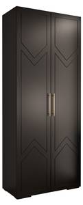 Drehtürenschrank Manhattan Ryfel 8 Schwarz - Gold - 2 Türen