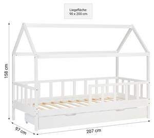 Bodenbett 2522 Weiß - Massivholz - 207 x 158 x 96 cm