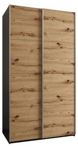 Armoire Lux 1 Noir - Imitation chêne - Argenté - Largeur : 130 cm