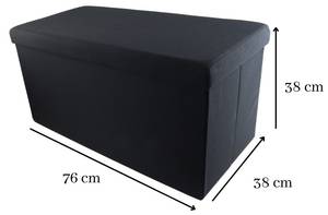 Fußhocker Aufbewahrungsbank faltbar mit Schwarz - Textil - 38 x 76 x 38 cm