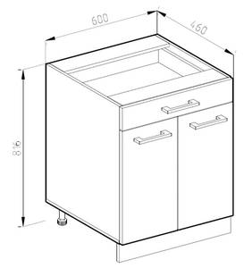Armoire basse à tiroirs R-Line Marron - Anthracite brillant - Largeur : 60 cm