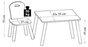 Kindertisch + 2 Stühle, grau mit Lamas Grau - Holzwerkstoff - 55 x 45 x 55 cm