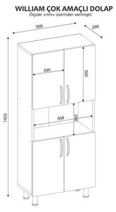 Großer Mehrzweckschrank Dgrazian Weiß - Holzwerkstoff - 30 x 141 x 60 cm