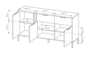 Kommode LARS 153 3D2S Schwarz - Gold - Holzwerkstoff - Kunststoff - 154 x 82 x 40 cm