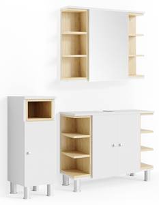 Badmöbelset Aquis 3er Set Braun - Weiß - Holzwerkstoff - 79 x 82 x 32 cm