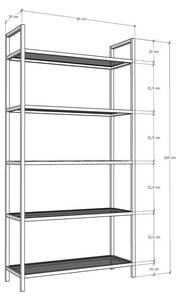 Bücherregal Diannell Gold - Glas - 30 x 165 x 80 cm