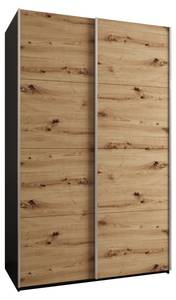 Armoire Lux 1 Noir - Imitation chêne - Argenté - Largeur : 160 cm