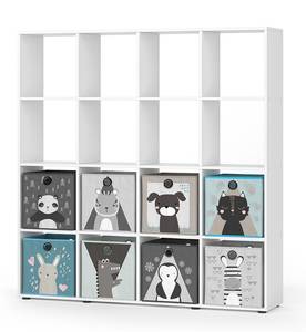 Raumteiler „Karree“ 16 Fächer Faltboxen Weiß - Holz teilmassiv - 139 x 139 x 30 cm