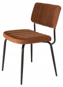 Chaise velours orange pieds métal noir Orange - Textile - 56 x 81 x 52 cm