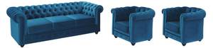 Couchgarnitur CHESTERFIELD 3er-Set Blau