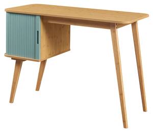 Schreibtisch Tysvær Beige - Blau - Bambus - 105 x 75 x 48 cm