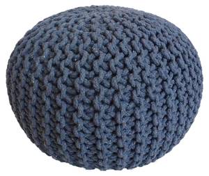 Pouf Ø 55 cm Strickhocker Sitzpouf Blau