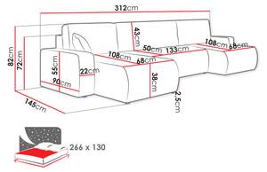 Ecksofa Piano U Beige - Holz teilmassiv - 312 x 82 x 145 cm