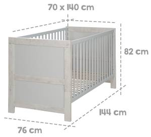 Babybett Mila Grau - Holzwerkstoff - 76 x 82 x 144 cm