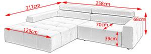 Ecksofa RENO Silber - Armlehne davorstehend links - Ecke davorstehend links