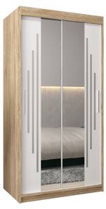 Armoire à portes coulissantes york 1 Imitation chêne de Sonoma - Blanc - Largeur : 100 cm - 2 porte