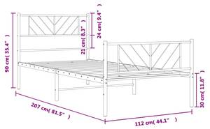 Metall Bettgestell 3032043-3 Schwarz - 112 x 207 cm