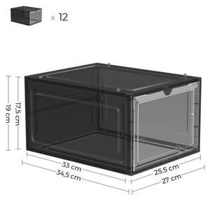 Schuhboxen Sydney 12er-Set Schwarz - Kunststoff - 35 x 19 x 27 cm