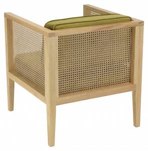 Sessel mit Rohrgeflecht Sitzfläche Grün - Holz teilmassiv - 76 x 78 x 70 cm