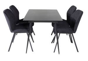 Essgruppe Silar 13 (5-teilig) Schwarz - Massivholz - 90 x 76 x 120 cm