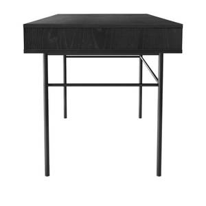 Bureau en bois et métal 2 tiroirs noir Noir - En partie en bois massif - 130 x 75 x 60 cm