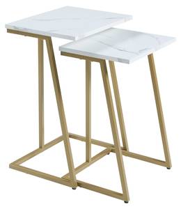 Lot de 2 tables basses gigognes Salem Imitation marbre blanc