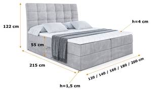 Boxspringbett BRUGO Hellgrau - Breite: 160 cm - H4