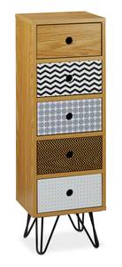 Petite armoire avec tiroirs Noir - Marron - Blanc - Bois manufacturé - Métal - 30 x 90 x 25 cm